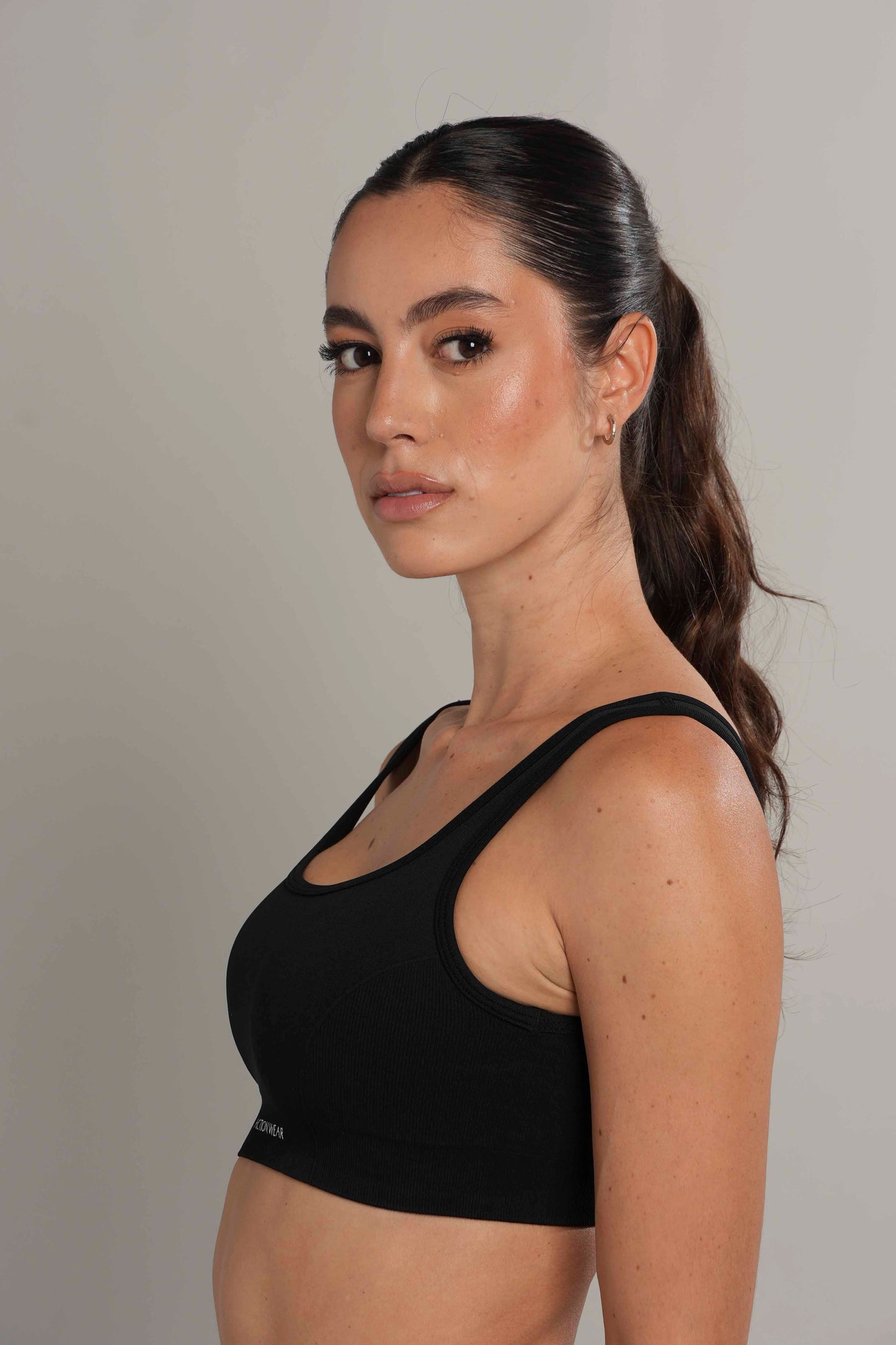 Square bra seamless Negro