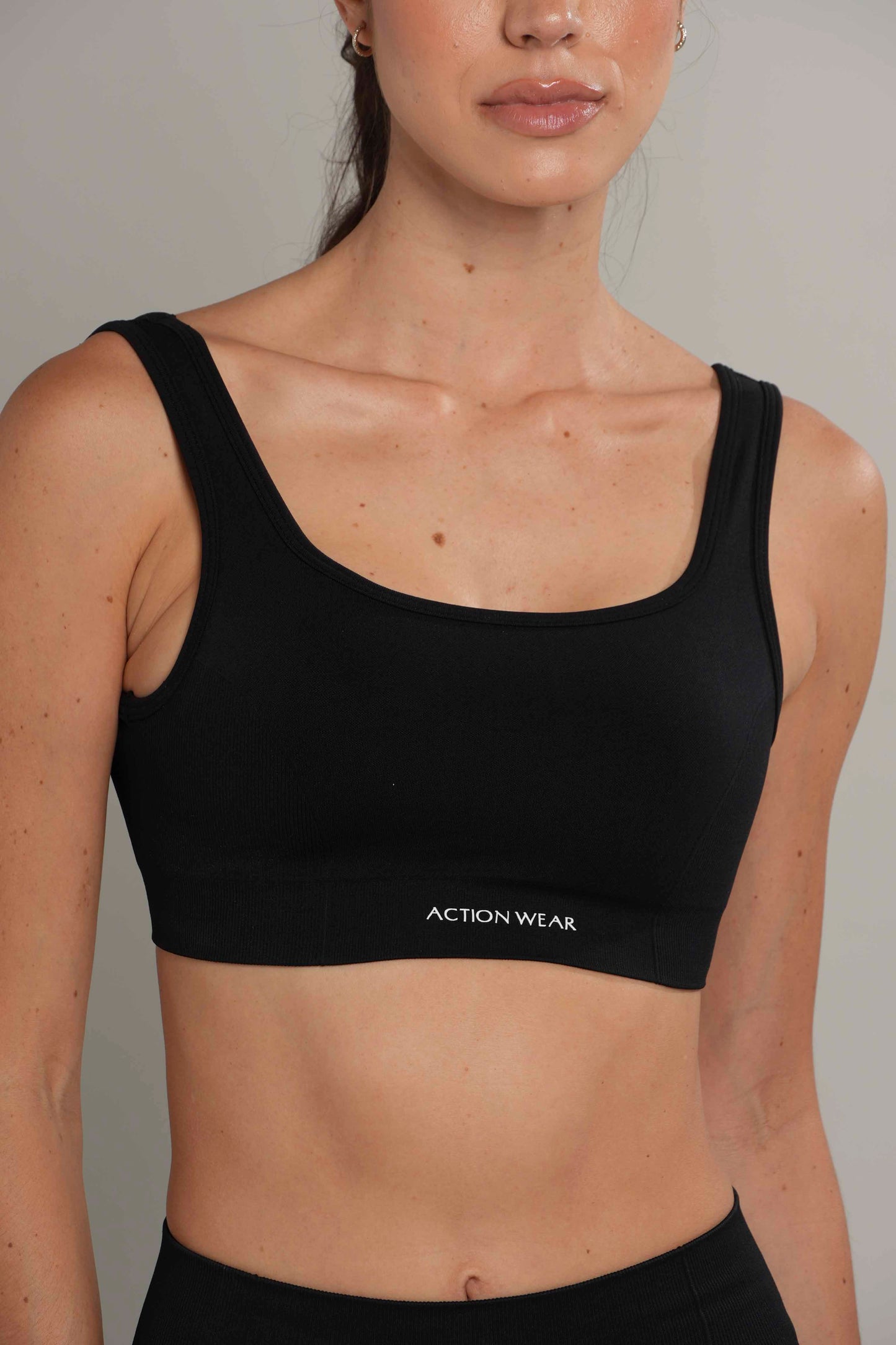 Square bra seamless Negro