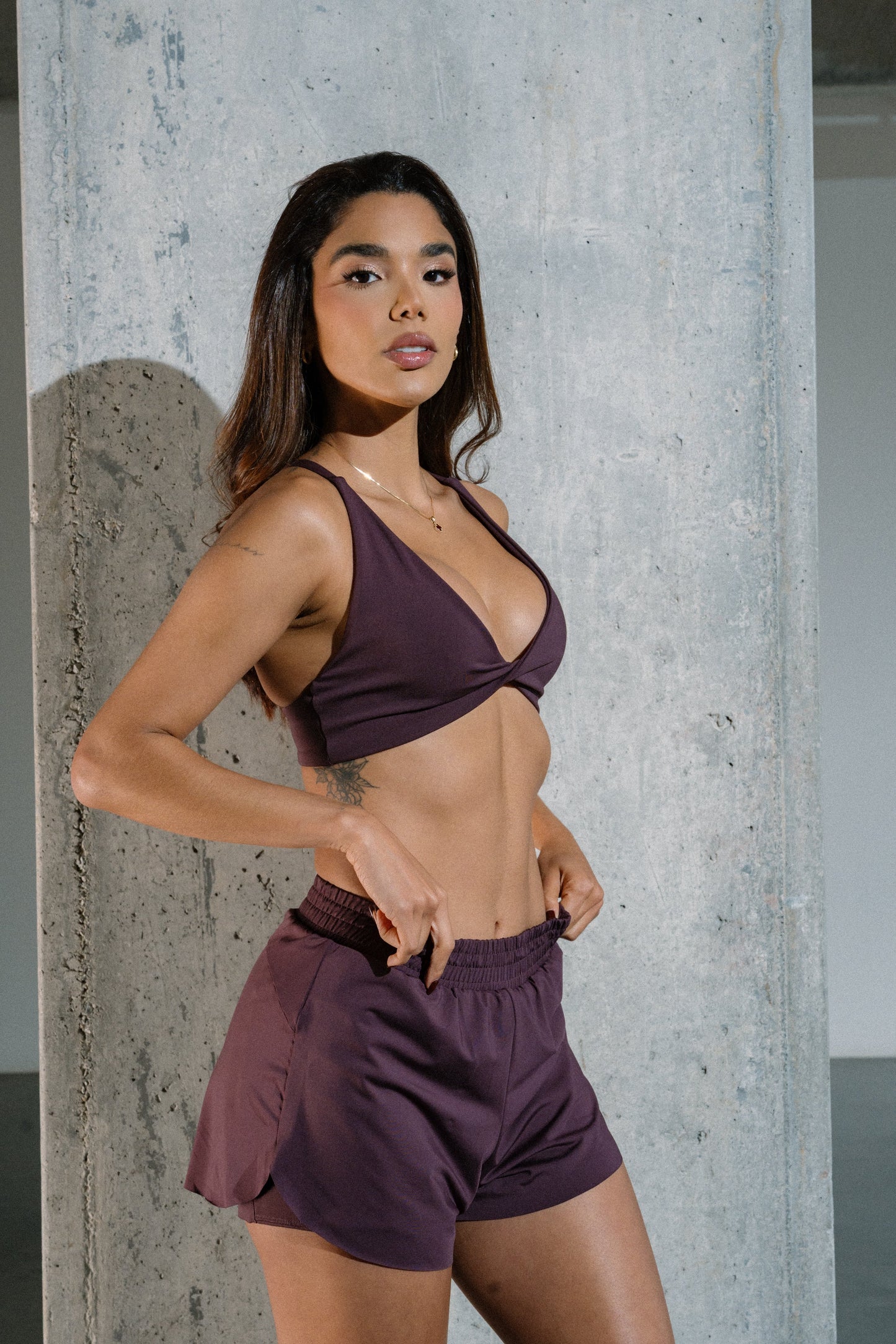 Half moon shorts Plum purple