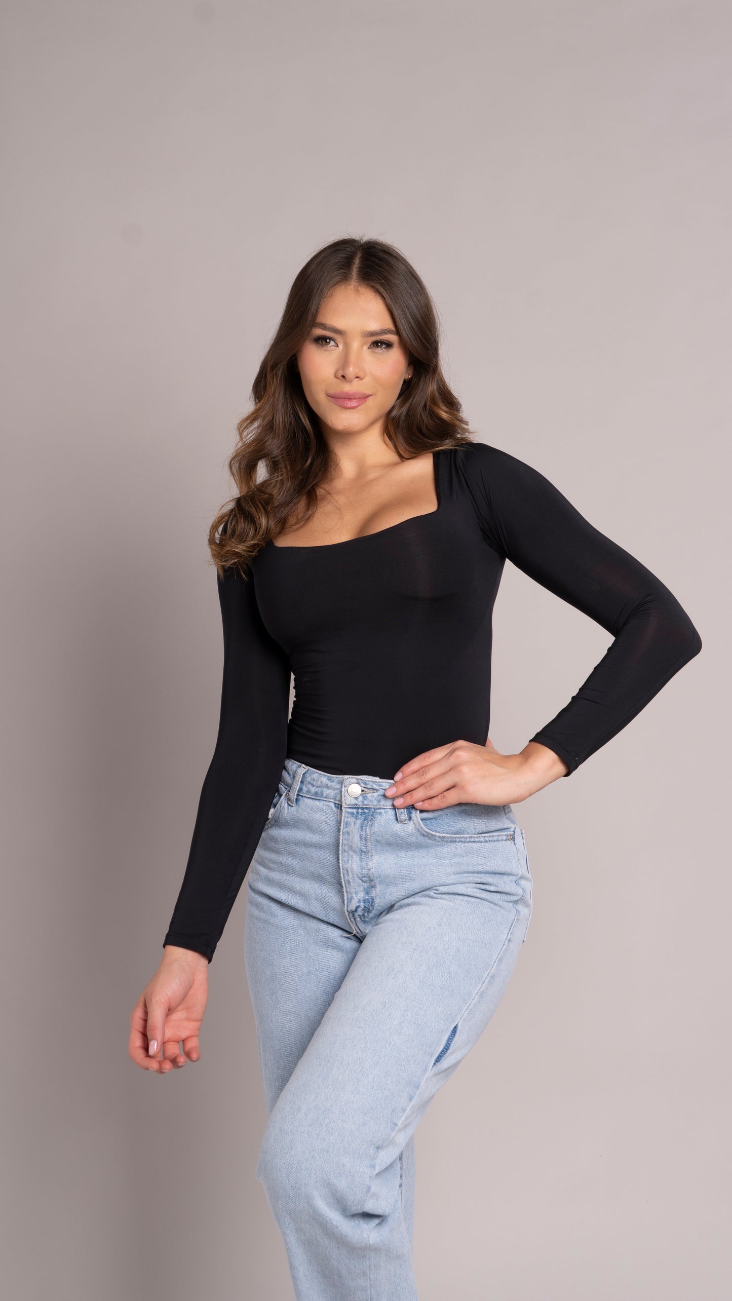 Square tee Long sleeve Negro