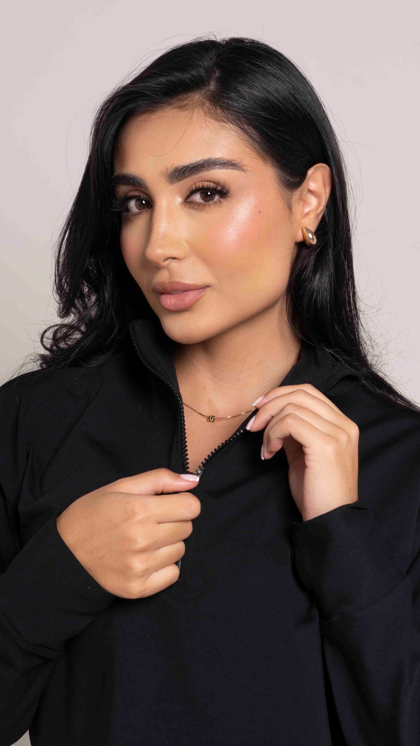 Overzised zip neck Negro