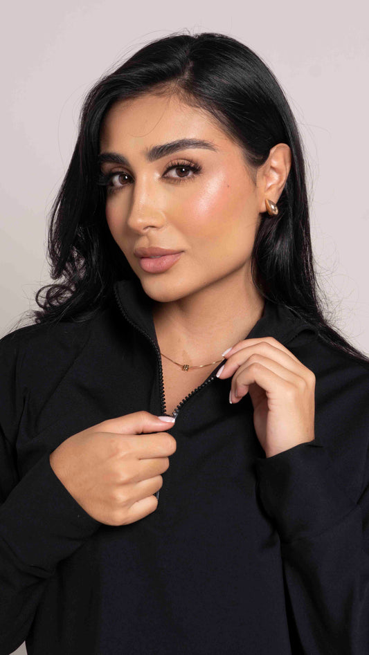Overzised zip neck Negro